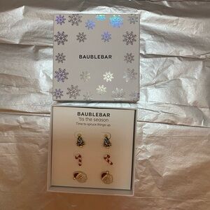 BaubleBar Festive Earring Collection with Red and Gold Accents